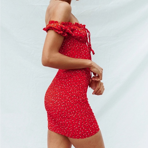 Red Princess Polly Mini Dress - Picture 2 of 7